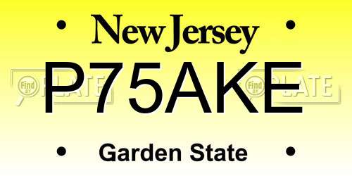 P75AKE New Jersey License Plate