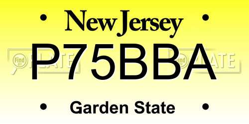 P75BBA New Jersey License Plate