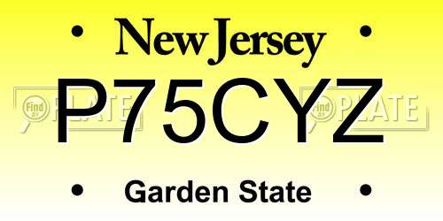 P75CYZ New Jersey License Plate
