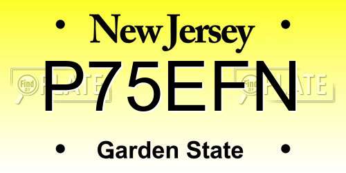 P75EFN New Jersey License Plate