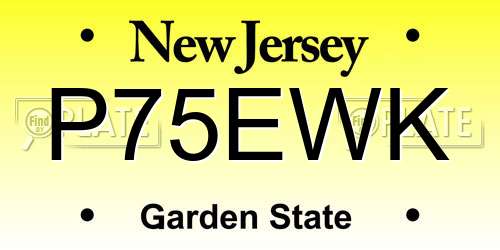 P75EWK New Jersey License Plate