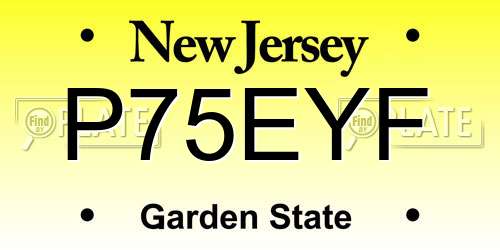 P75EYF New Jersey License Plate