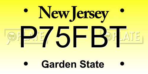 P75FBT New Jersey License Plate