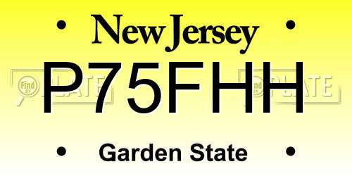 P75FHH New Jersey License Plate