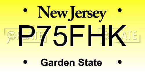 P75FHK New Jersey License Plate
