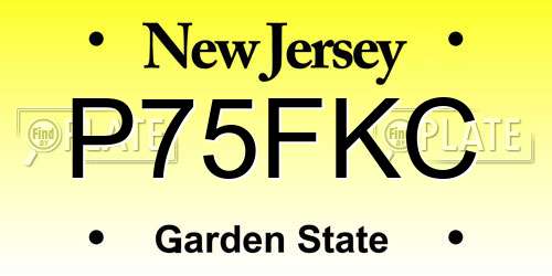 P75FKC New Jersey License Plate