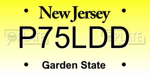 P75LDD New Jersey License Plate