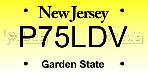 P75LDV New Jersey License Plate
