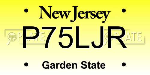 P75LJR New Jersey License Plate