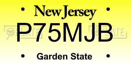 P75MJB New Jersey License Plate