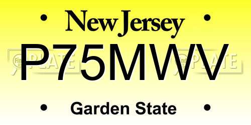 P75MWV New Jersey License Plate