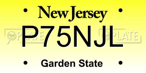 P75NJL New Jersey License Plate
