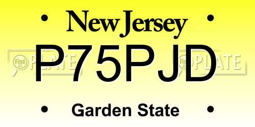 P75PJD New Jersey License Plate