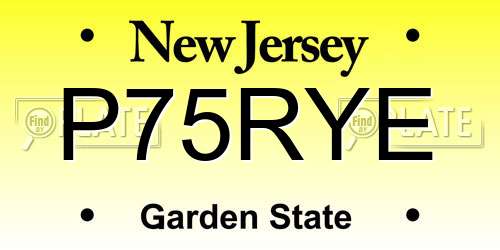 P75RYE New Jersey License Plate