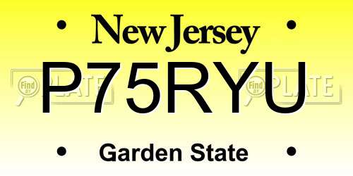 P75RYU New Jersey License Plate