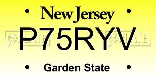 P75RYV New Jersey License Plate