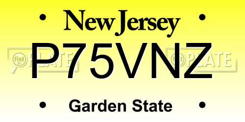 P75VNZ New Jersey License Plate