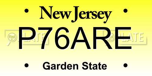 P76ARE New Jersey License Plate