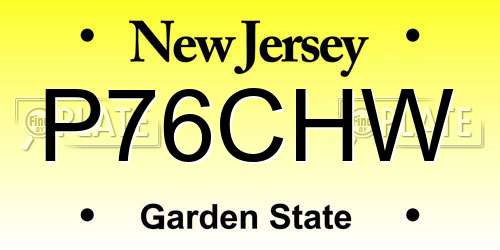 P76CHW New Jersey License Plate