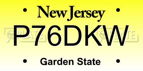 P76DKW New Jersey License Plate