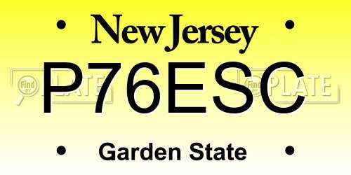 P76ESC New Jersey License Plate