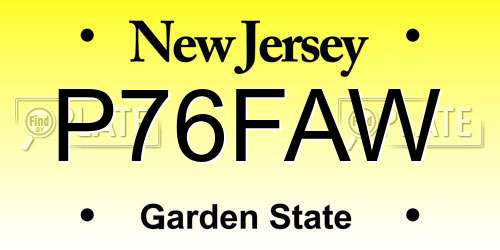P76FAW New Jersey License Plate