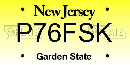 P76FSK New Jersey License Plate