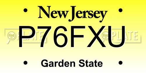 P76FXU New Jersey License Plate