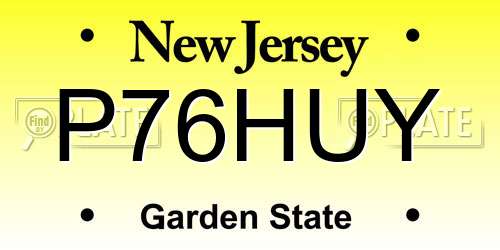 P76HUY New Jersey License Plate
