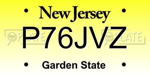 P76JVZ New Jersey License Plate