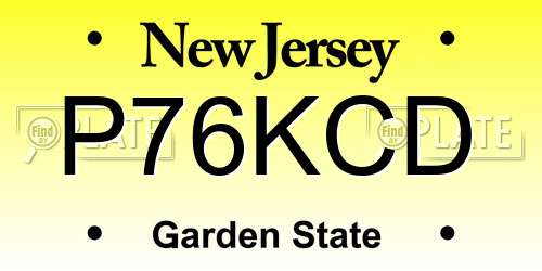 P76KCD New Jersey License Plate
