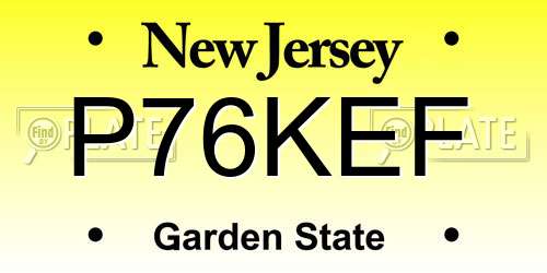 P76KEF New Jersey License Plate
