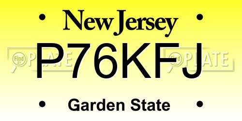 P76KFJ New Jersey License Plate