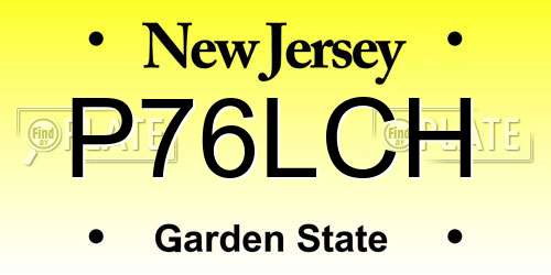 P76LCH New Jersey License Plate