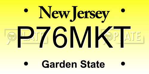 P76MKT New Jersey License Plate