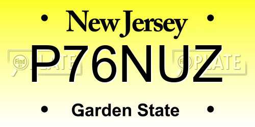 P76NUZ New Jersey License Plate