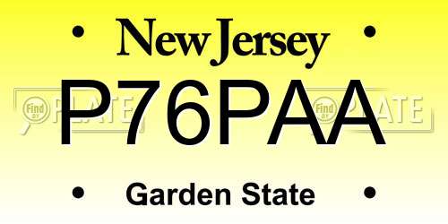 P76PAA New Jersey License Plate