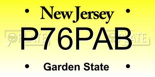 P76PAB New Jersey License Plate