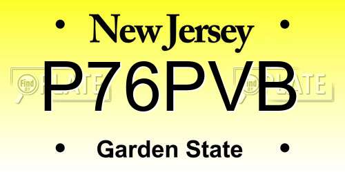 P76PVB New Jersey License Plate