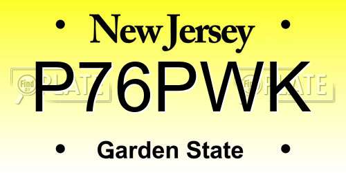 P76PWK New Jersey License Plate