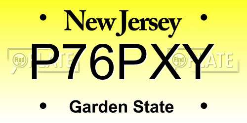 P76PXY New Jersey License Plate