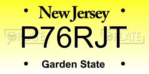 P76RJT New Jersey License Plate