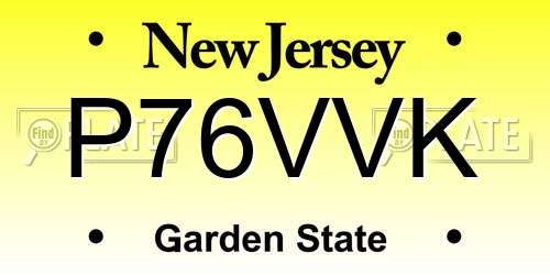 P76VVK New Jersey License Plate