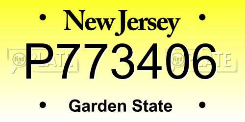 P773406 New Jersey License Plate