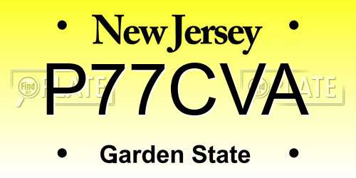 P77CVA New Jersey License Plate