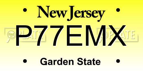P77EMX New Jersey License Plate