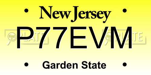 P77EVM New Jersey License Plate