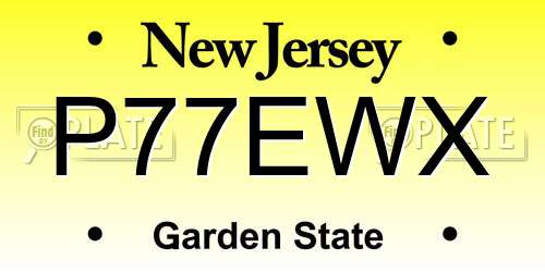 P77EWX New Jersey License Plate