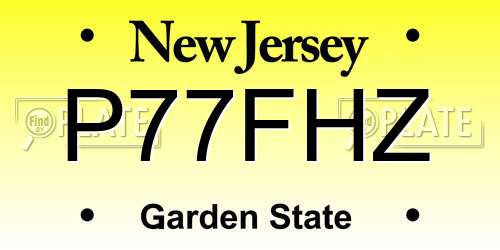 P77FHZ New Jersey License Plate