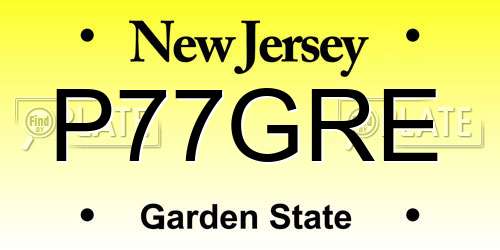 P77GRE New Jersey License Plate
